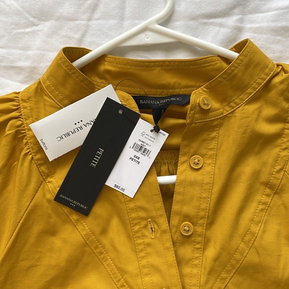 NWT Banana Republic Yellow Poplin Blouse XXS - Picture 5 of 6